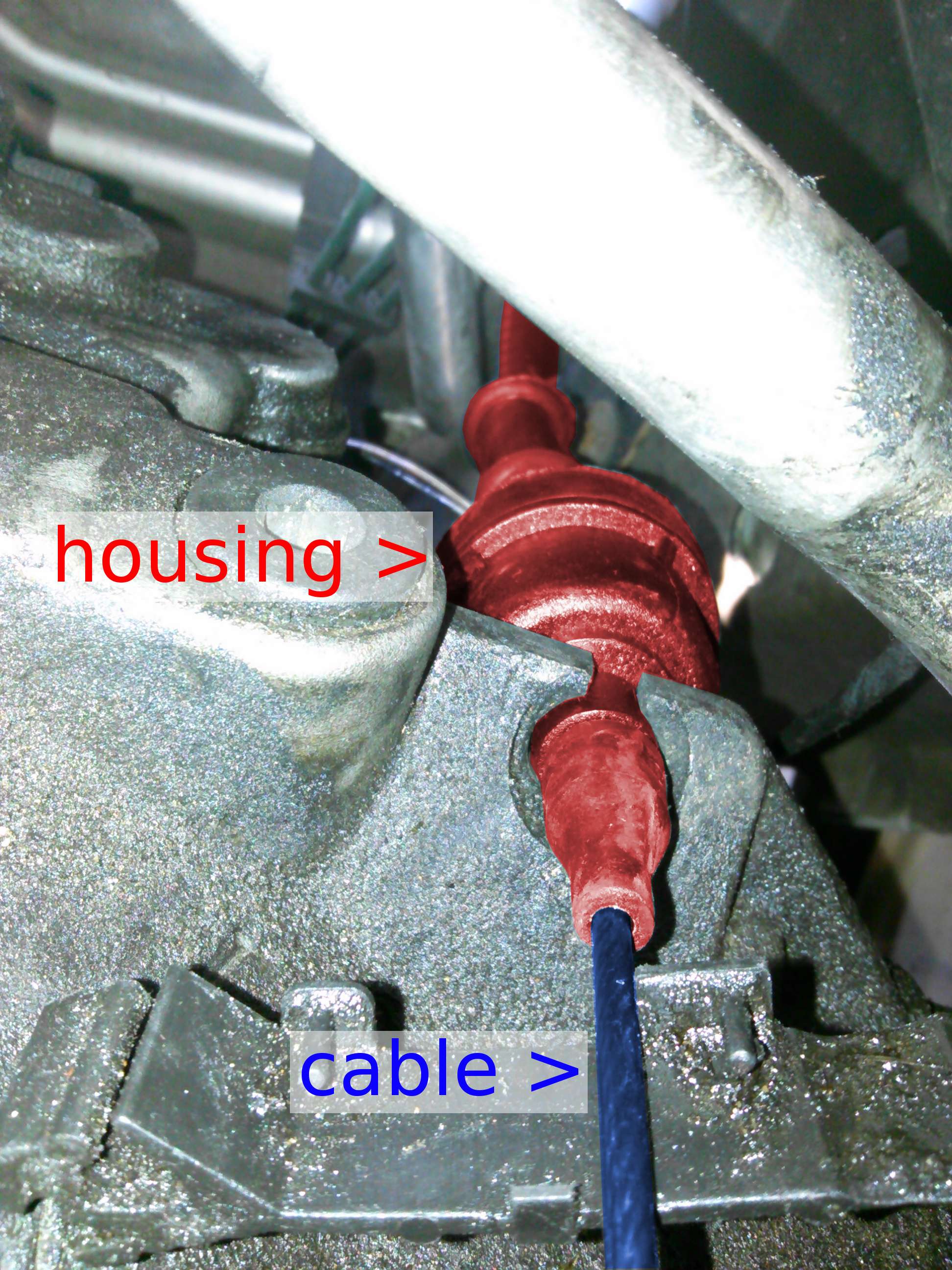 An image showing where the cable enters the housing
